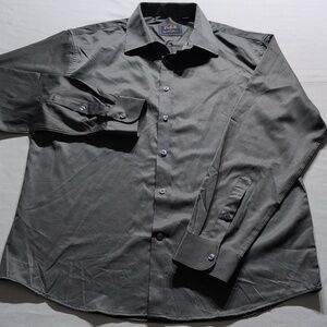 Flex Men's Luxury Collection Long Sleeve Button Up Shirt Gray Soft Fabric Size M